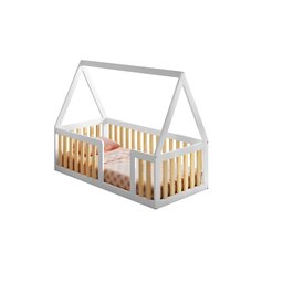 Mini Cama Montessoriana Giulia Madeira Maciça e MDF com Grade e Telhado Casatema MadeiraOriginals - 2 Mini Cama Montessoriana Giulia Madeira Maciça e MDF com Grade e Telhado Casatema MadeiraOriginals - 2