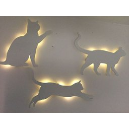 Kit Trio Gatos Luminárias LED Branco Quente MDF Branco - 1