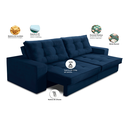 Ver imagem 3 de Sofá Retrátil 3 Lugares 2,50m com Molas Mara Suede Azul