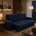 Ver imagem 1 de Sofá Retrátil 3 Lugares 2,50m com Molas Mara Suede Azul