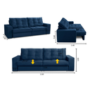 Ver imagem 2 de Sofá Retrátil 3 Lugares 2,50m com Molas Mara Suede Azul