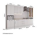 Ver imagem 2 de Cozinha Milla Crisp 15 Portas 3 Gavetas MDF 340cm Branco Móveis Carraro