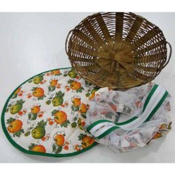 Cesta Para Pão De Bambu Com Detalhes Em Tecido - Abóbora - 5