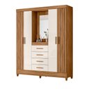 Ver imagem 1 de Guarda Roupa Atenas Quarto Casal 4 Portas 4 Gavetas Espelho Freijo com Off White