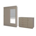 Ver imagem 2 de Kit Guarda Roupas 2 Portas e Cômoda Araçá CabeCasa MadeiraOriginals Cinza/Fendi