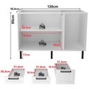 Ver imagem 6 de Balcao para Pia sem Tampo 120 Cm Mdf 2 Portas 3 Gavetas Cz3300 Branco Tecno Mobili
