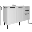 Ver imagem 4 de Balcao para Pia sem Tampo 120 Cm Mdf 2 Portas 3 Gavetas Cz3300 Branco Tecno Mobili
