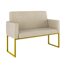 Ver imagem 2 de Kit 2 Poltronas + Namoradeira Lugares Recepção Base Dourada Cor:bege