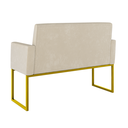 Ver imagem 4 de Kit 2 Poltronas + Namoradeira Lugares Recepção Base Dourada Cor:bege