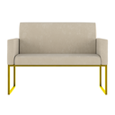Ver imagem 3 de Kit 2 Poltronas + Namoradeira Lugares Recepção Base Dourada Cor:bege