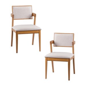 Conjunto de 2 Cadeiras Gavea Estofada - Madeira Maciça, Encosto Revestido - Távoli Decor
