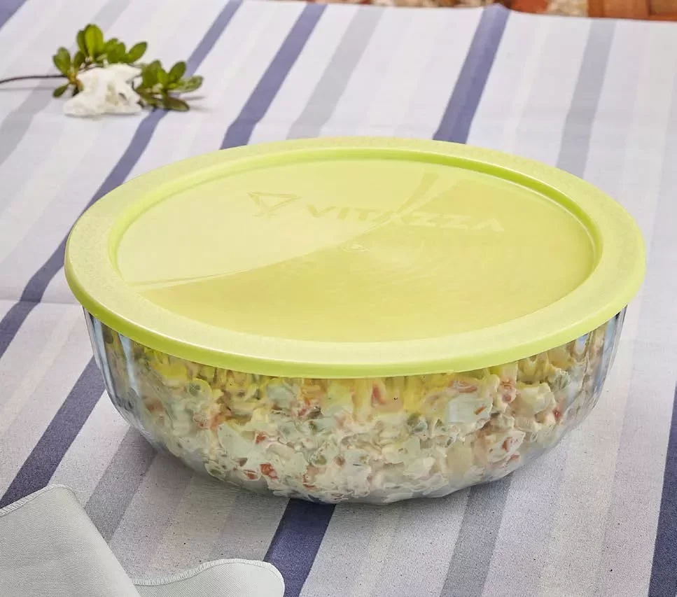 Saladeira de Vidro Vitazza 2,400l com Tampa Plástica 1270 - 2