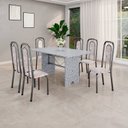 Ver imagem 1 de Conjunto Sala de Jantar com 6 Cadeiras Lara Prata/Bege