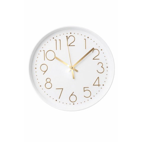Relógio Redondo Branco com Dourado 30cm | Casa Del Grande