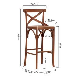 Banqueta Alta Xisto Madeira Maciça Amêndoa - 2 Banqueta Alta Xisto Madeira Maciça Amêndoa - 2
