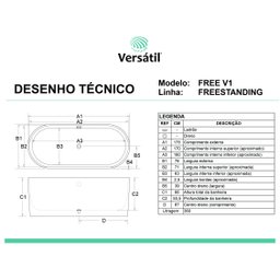 BANHEIRA DE IMERSÃO FREESTANDING PRETA 175x76x66 – EVEREST ELEGANZA  - VERSATIL - 2