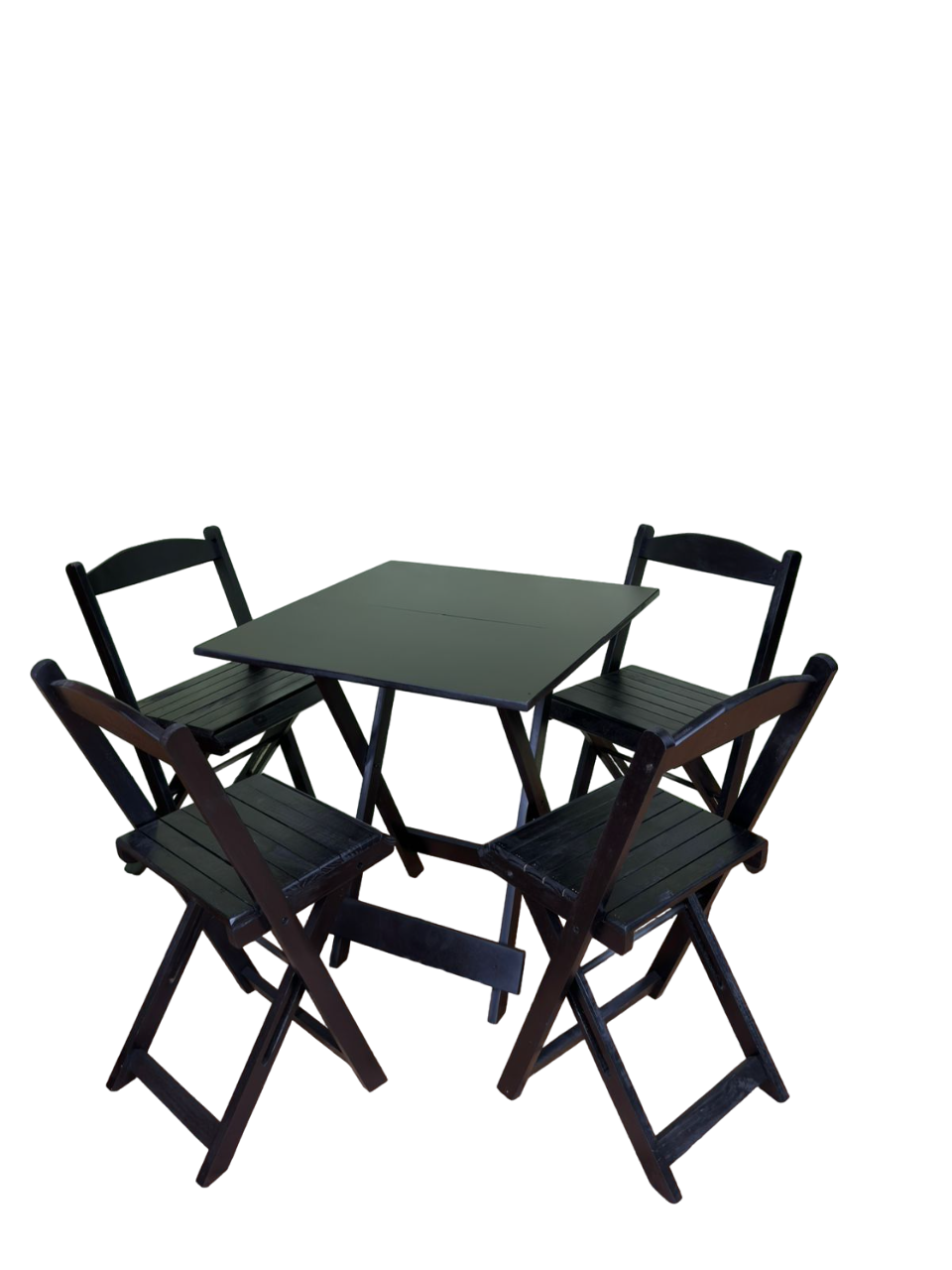 Conjunto Mesa Dobrável 4 Cadeiras Preto Bares Restaurantes