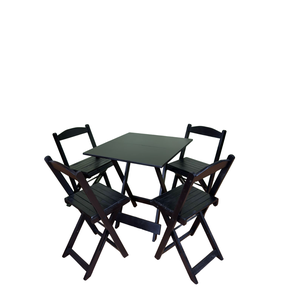 Conjunto Mesa Dobrável 4 Cadeiras Preto Bares Restaurantes