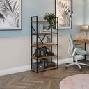 Ver imagem 1 de Estante Alta Kappesberg 5 Prateleiras Industrial Canela/preto Fosco 150cm X 72cm