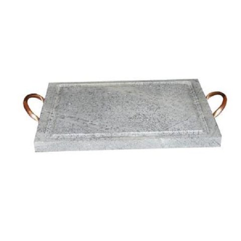 Grelha Retangular Pedra Sabão Com Alça De Cobre 20x30 Cm