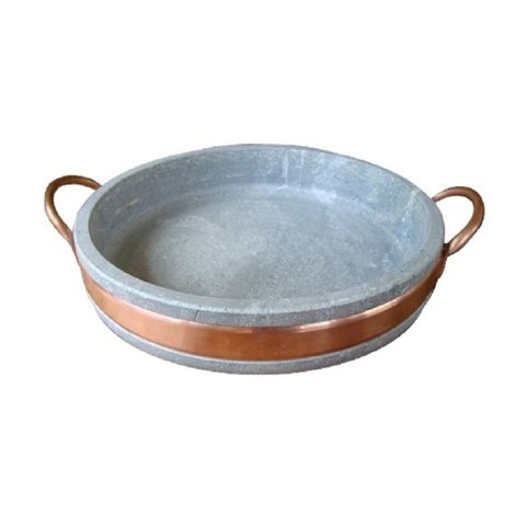 Assadeira De Pedra Sabão Com Alça De Cobre 25,0 Cm
