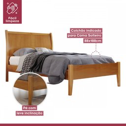 Cama de Solteiro Classic 90cm Madeira Maciça Amêndoa Mel - Josandro - 3