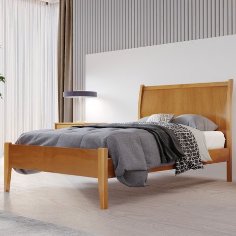 Cama de Solteiro Classic 90cm Madeira Maciça Amêndoa Mel - Josandro