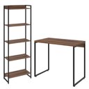 Ver imagem 1 de Kit Para Escritório Estante Areta 5 Prateleiras Mesa Industrial Aspen 90cm C01 Nogal - Lyam Decor