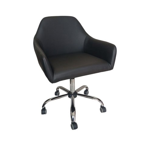 Poltrona Giratória Diamante Corino Base Cromada Regulagem de Altura Escritório Recepção  Home Office