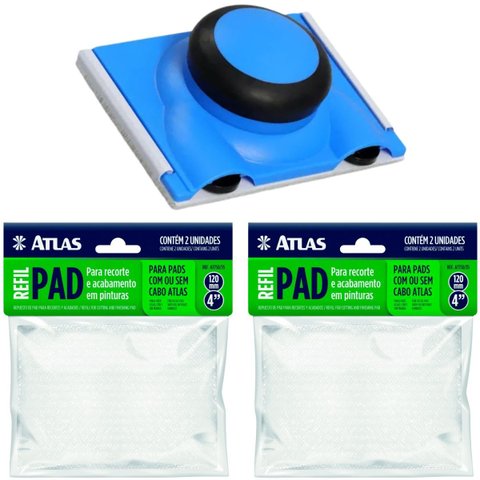 Pad Flocado Ângulo Fixo para Recortes e Cantos Pegada Rotativa + 2 Refis de Pad para Pintura Acabame