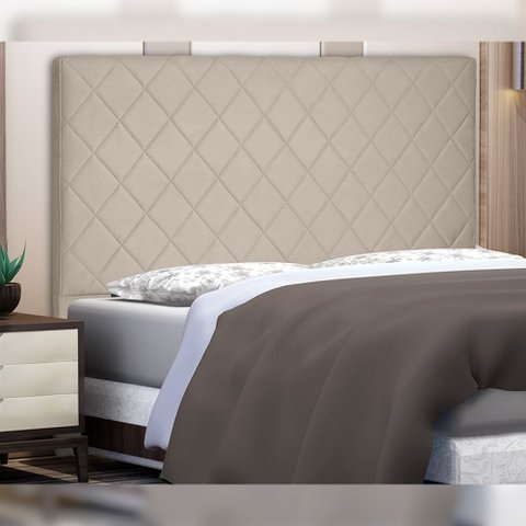 Cabeceira Decorativa Queen Size 1,60M Givenchy Suede Bege - Gran Belo