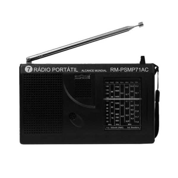 Rádio Portátil Am e Fm 7 Faixas Preto Motobras Rm-Psmp71Ac - 1