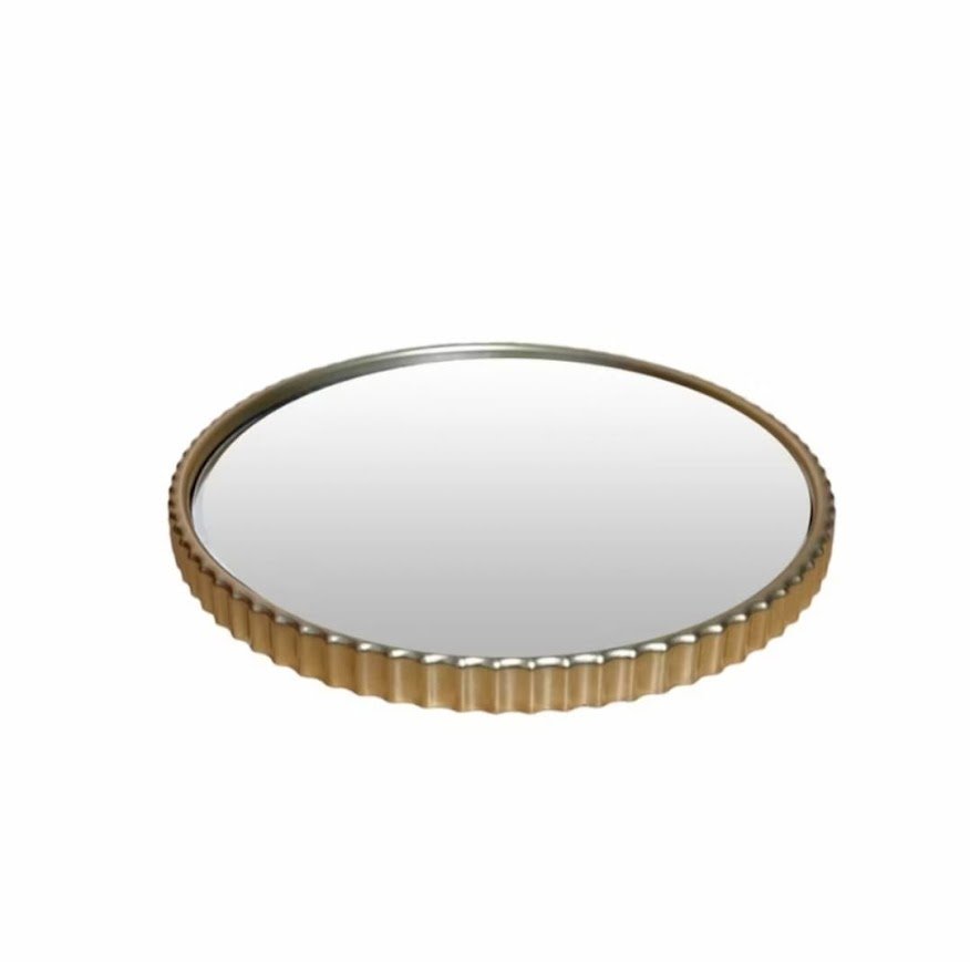 Bandeja Espelhada Decorativa Redonda Banheiro Penteadeira Dourado