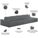 Ver imagem 4 de Sofá Ilha Modular para Sala 432cm com Puff Dublin K01 Bouclê Cinza - Lyam Decor
