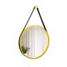 Espelho Decorativo Adnet Amarelo Alça Corino Preto 60 cm Redondo Amarelo/Preto, 60 cm - 2