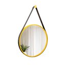Ver imagem 1 de Espelho Decorativo Adnet Amarelo Alça Corino Preto 60 cm Redondo Amarelo/Preto, 60 cm