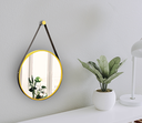 Ver imagem 3 de Espelho Decorativo Adnet Amarelo Alça Corino Preto 60 cm Redondo Amarelo/Preto, 60 cm