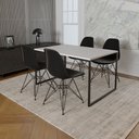 Ver imagem 1 de Mesa Industrial Base Ferro Preto 137x90 Tampo Branco 4 Cadeiras Eiffel Ferro Preto Assento Preto