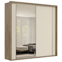 Guarda-Roupa Casal Imperium 2 Portas 6 Gavetas com Espelho 100% Mdf Carvalho/Off-White - - 3
