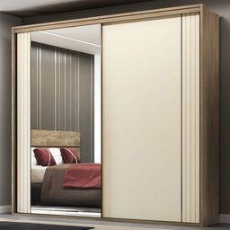 Guarda-Roupa Casal Imperium 2 Portas 6 Gavetas com Espelho 100% Mdf Carvalho/Off-White - - 2