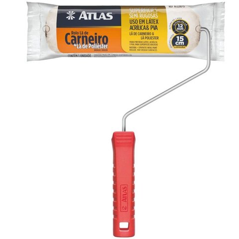 Rolo de Lã de 12mm Mista 15cm - At228/15 - Pincéis Atlas Pinceis Atlas