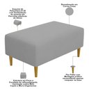 Ver imagem 4 de Puff Decorativo Sala de Estar Cléo Pés Palito 90cm Corino Cinza