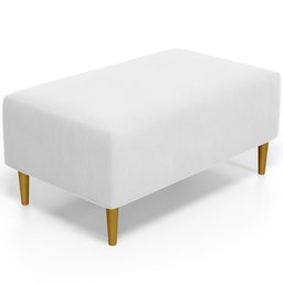 Puff Decorativo Sala de Estar Cléo Pés Palito 90cm Corino Branco - 1