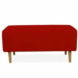 Kit 2 Puffs Decorativo Sala de Estar Cléo Pés Palito 90cm Suede Vermelho - 3 Kit 2 Puffs Decorativo Sala de Estar Cléo Pés Palito 90cm Suede Vermelho - 3