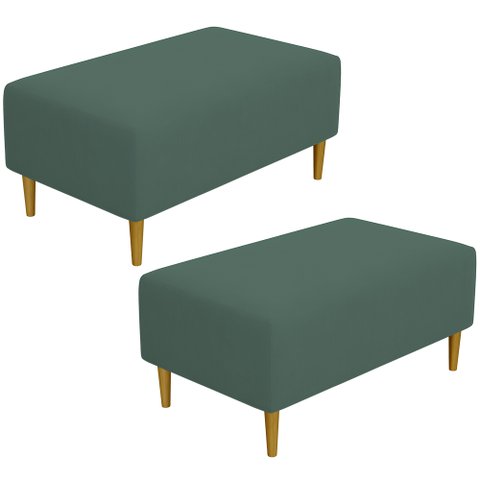 Kit 2 Puffs Decorativo Sala de Estar Cléo Pés Palito 90cm Suede Verde Musgo