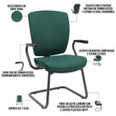 Ver imagem 4 de Kit 2 Cadeiras de Escritório Fixa Executiva Office Preto Slim Alta Flexi P03 Poliéster Verde - Lyam 