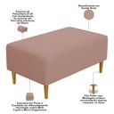 Ver imagem 4 de Kit 2 Puffs Decorativo Sala de Estar Cléo Pés Palito 90cm Suede Rosê