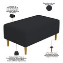 Ver imagem 4 de Kit 2 Puffs Decorativo Sala de Estar Cléo Pés Palito 90cm Suede Preto