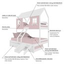Ver imagem 4 de Treliche Casal/ Solteiro Casinha Encantada com Kit Escada/ Escorregador Madeira Maciça Rosa/ Branco