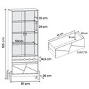 Ver imagem 5 de Cristaleira Bari com Adega 2 Portas e Pés de Madeira Maciça Off White/cedro